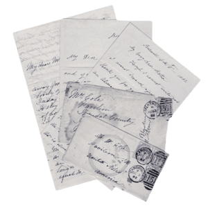 blue letter pile
