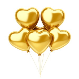 five heart balloons 