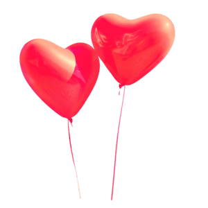 two heart balloons